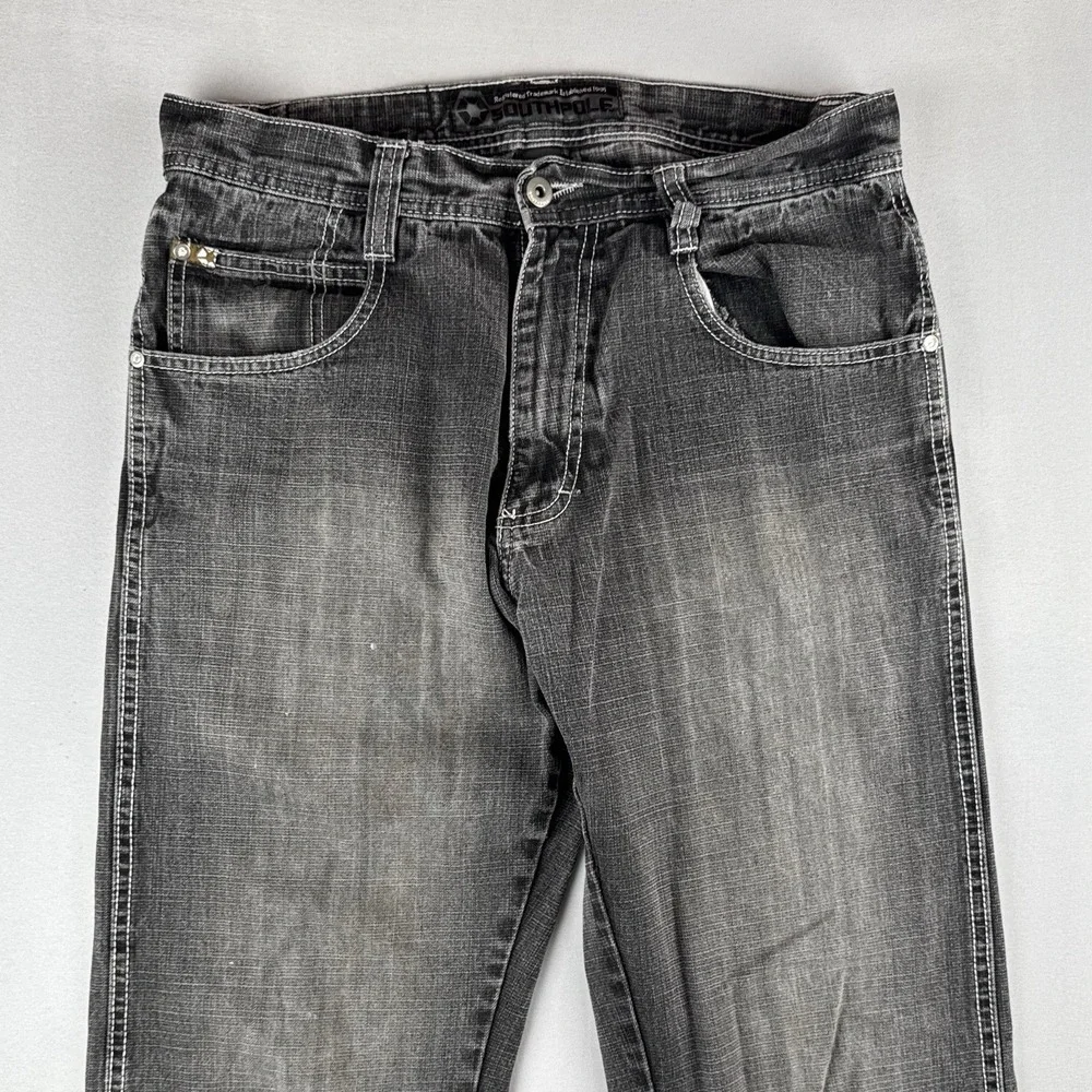 Y2K Southpole 4180 Jeans 32x30 Black Washed Fade Baggy Streetwear Denim